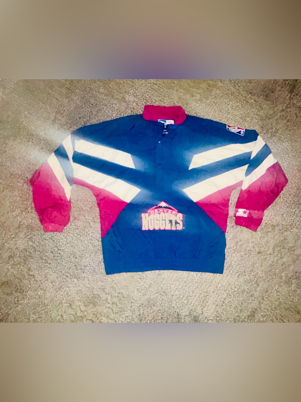 Vintage 90’s Denver Nuggets Starter Jacket Lightweight 1/4 Zip/Pullover Skyline
